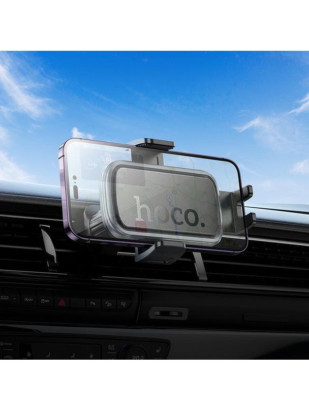 Uchwyt na telefon do samochodu uniwersalny Hoco do kratki H78 czarno szary