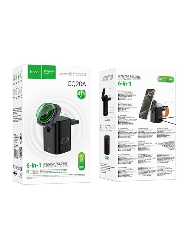 Ładowarka indukcyjna Hoco 6w1 PD QC 65W kompatybilna z Apple Watch CQ20A czarna