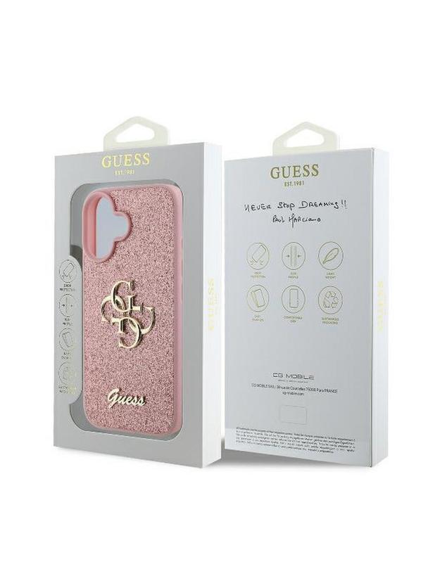GUESS futerał do IPHONE 16 Plus GUHCP16MHG4SGP (Fixed Glitter Big 4G) różowy