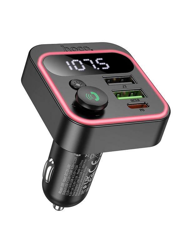Transmiter samochodowy bluetooth Hoco QC3.0 PD 20W E85 czarny