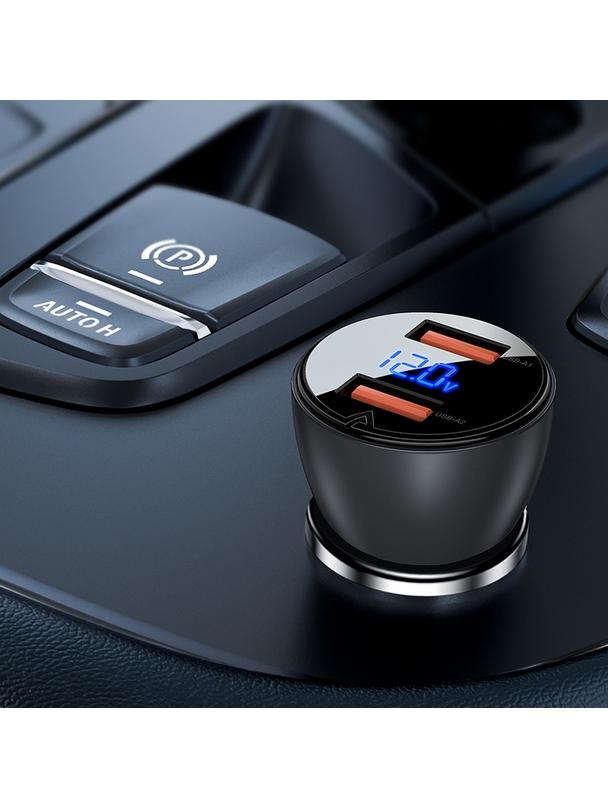 ACEFAST ładowarka samochodowa 2 x USB LCD QC3.0 PD45W B7 metal czarno - transparentna