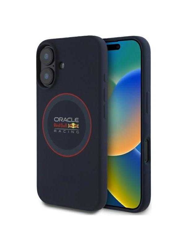 RED BULL futerał do IPHONE 16 kompatybilny z MagSafe RBHMP16S24SIILVR (Silicone red Ring) navy