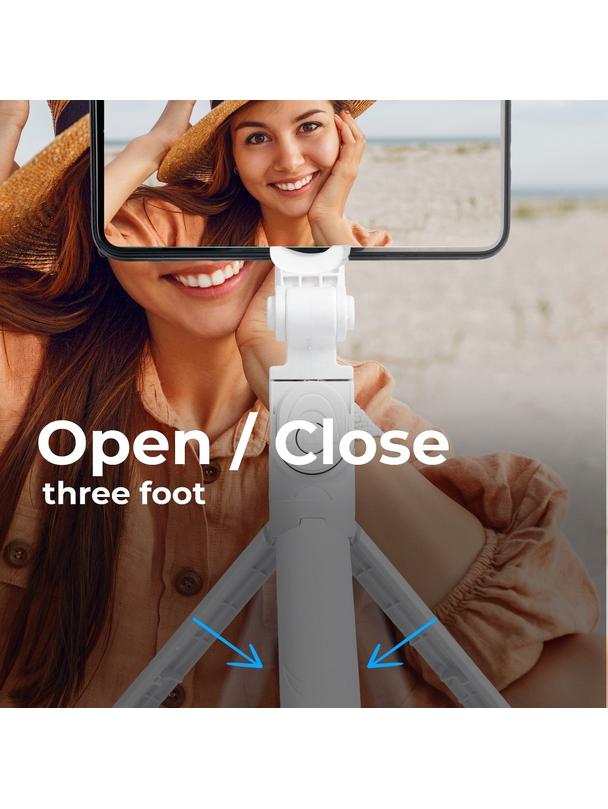 Uchwyt selfie z pilotem bezprzewodowym tripod SSTR-12 biały