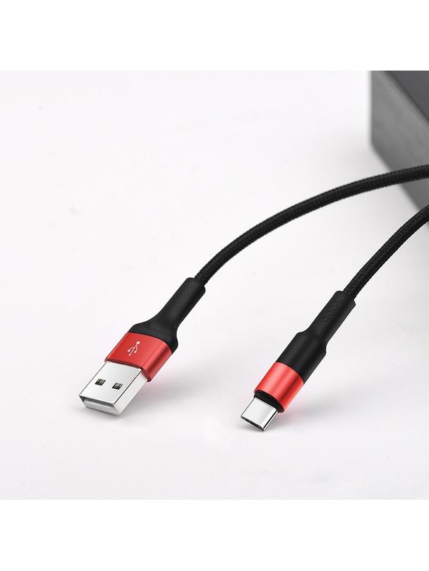 Kabel USB A do USB C Hoco 2A 1 m X26 czarno czerwony