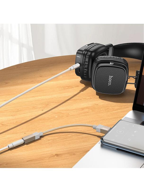 Adapter AUX USB C (męski) do Jack 3,5 mm (żeński) Hoco UPA32C złoty