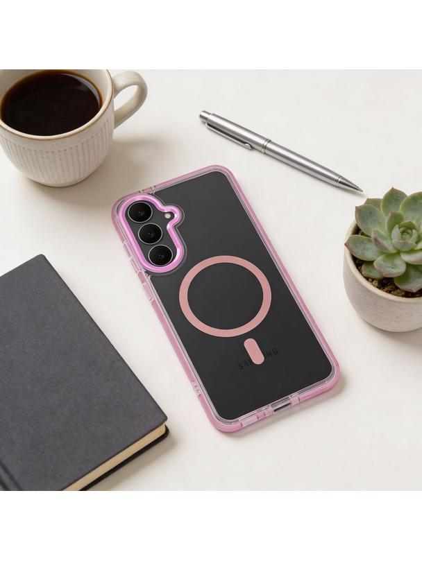 Futerał FRAME CLEAR HYBRID MAG COVER kompatybilny z MagSafe do SAMSUNG S26 pudrowy róż