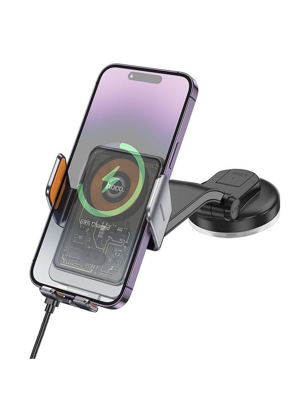 Uchwyt na telefon do samochodu indukcyjny Hoco 15 W do szyby / deski HW8 czarny