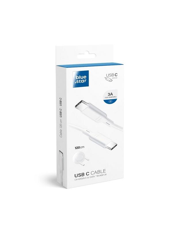 Kabel USB C do USB C Blue Star 3A 1,2 m biały