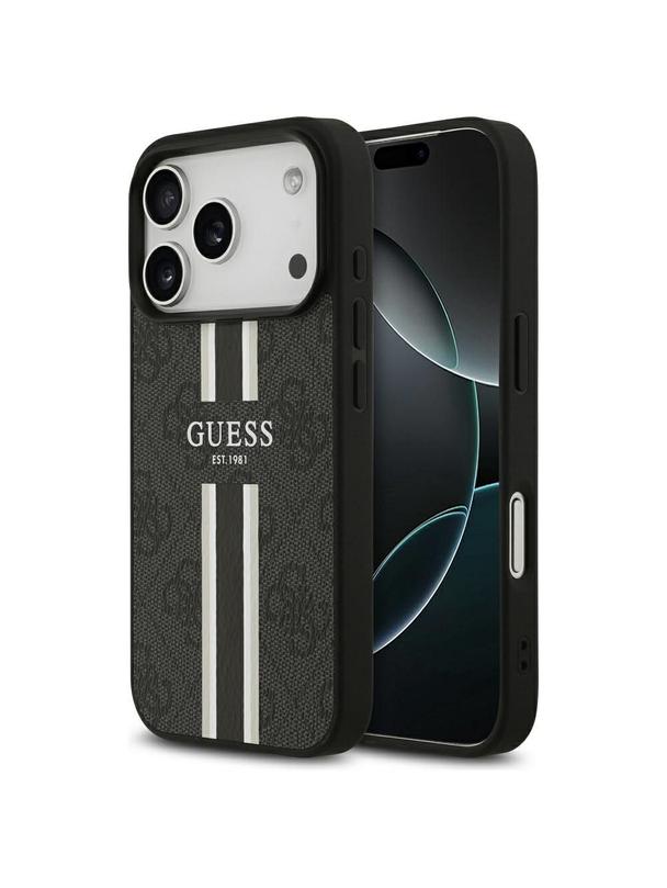 GUESS futerał do IPHONE 17 Pro kompatybilny z MagSafe GUHMP17LP4RPSK (4G Printed Stripes) czarny