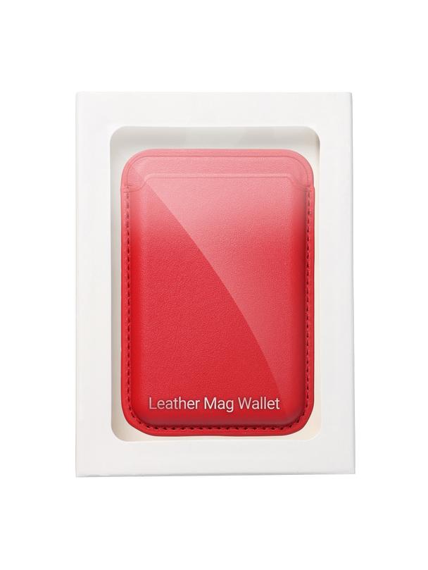 Portfel magnetyczny na karty LEATHER MAG WALLET kompatybilny z MagSafe  czerwony