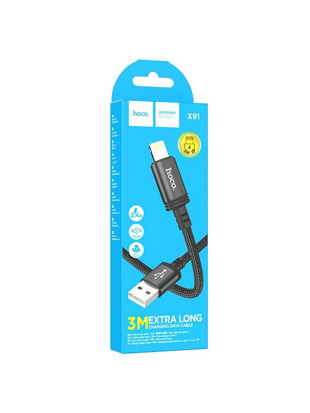 Kabel USB A do Lightning Hoco 2,4A 3 m X91 czarny