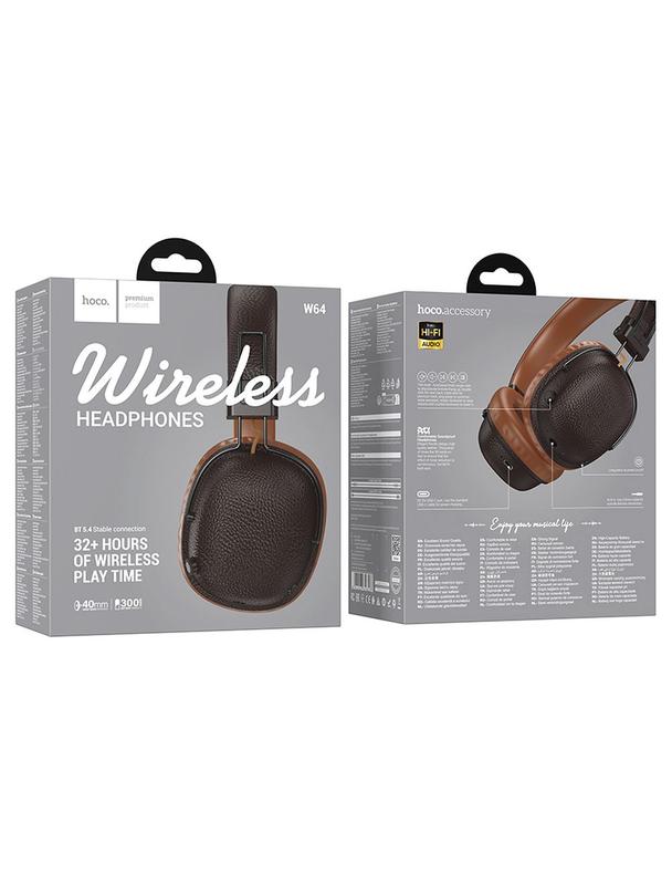 Słuchawki bezprzewodowe nauszne Hoco W64 brązowe