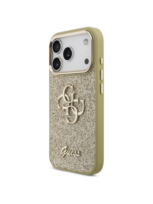 GUESS futerał do IPHONE 17 Pro GUHCP17LHG4SGCD (Fixed Glitter Big 4G Metal Frame) złoty