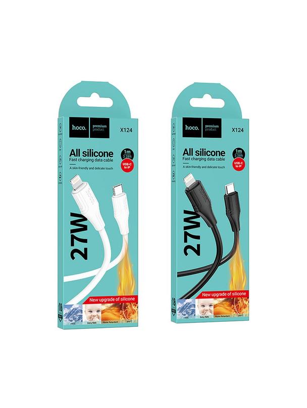 Kabel USB C do Lightning Hoco 27W silikonowy 1 m X124 czarny