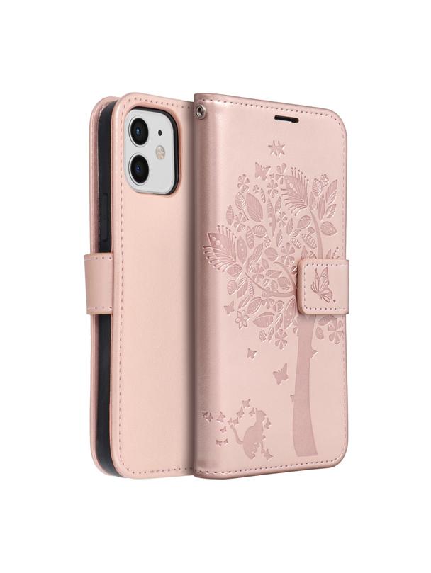 Kabura MEZZO Book do IPHONE 12 / 12 PRO drzewo złoty róż