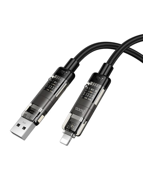 Kabel 4w1 USB A/C do USB C/Lightning Hoco 240W 1,2 m U151 czarny
