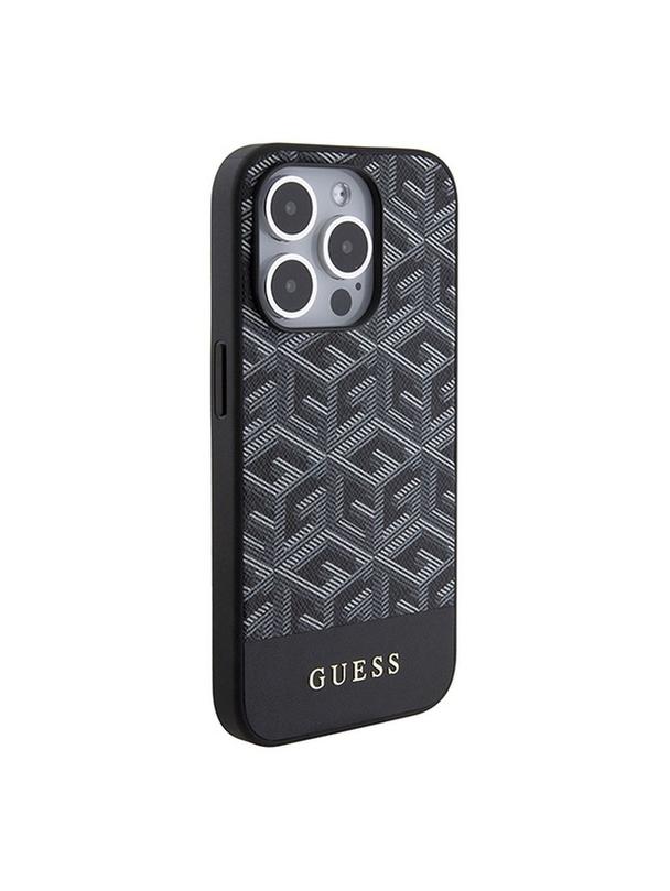 GUESS futerał do IPHONE 15 Pro kompatybilny z MagSafe GUHMP15LHGCFSEK (CUBE Stripes) czarny