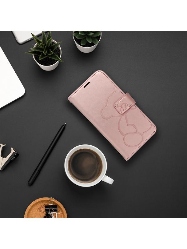 Kabura MEZZO Book do SAMSUNG A55 5G teddy bear złoty róż
