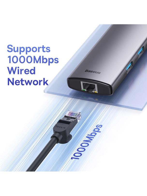 BASEUS adapter HUB 6w1 Typ C WKWG080013/BS-OH100 0,15 m szary