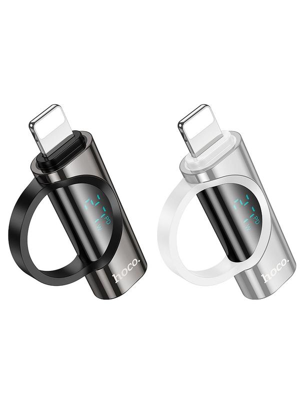 Adapter Lightning do USB C Hoco PD 2,4A 27W z wyświetlaczem UA32B srebrny