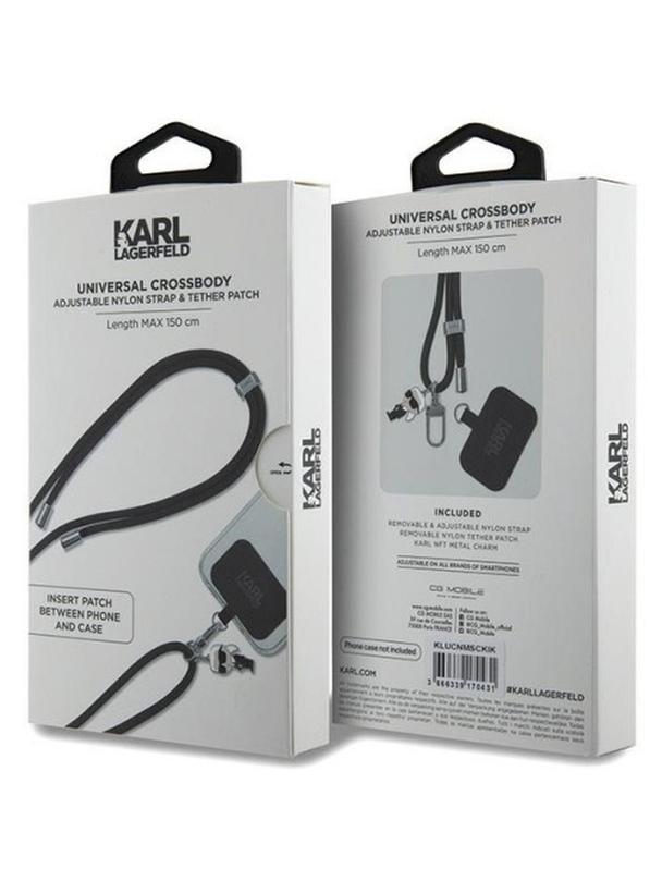 KARL LAGERFELD zawieszka KLUCNMSCKIK (Crossbody Cord Ikonik) czarny