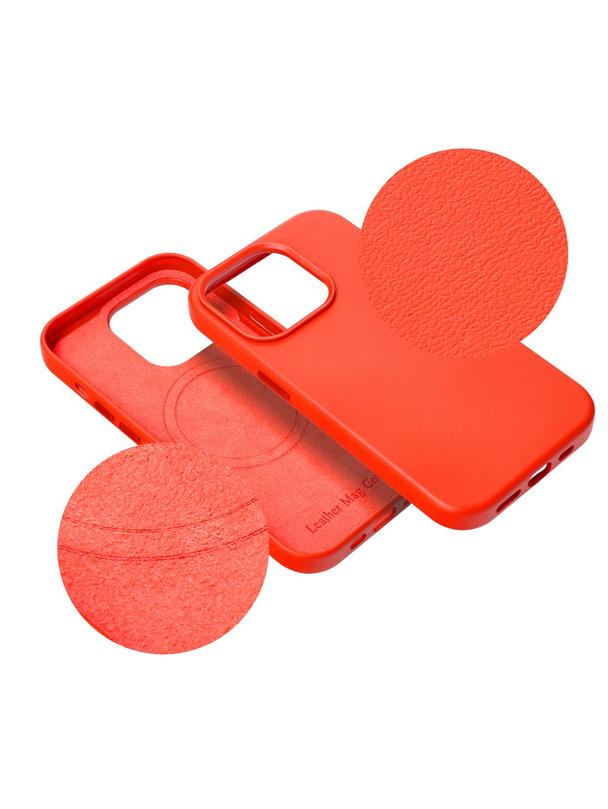 Futerał LEATHER MAG COVER kompatybilny z MagSafe do IPHONE 16 Pro Max czerwony