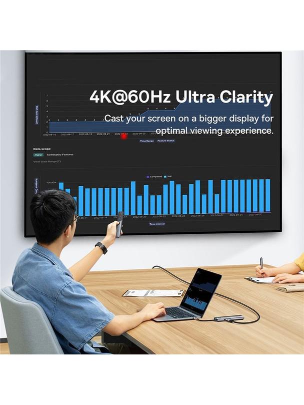 BASEUS adapter HUB 6w1 Typ C WKWG080013/BS-OH100 0,15 m szary