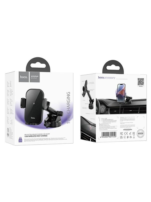 Uchwyt na telefon do samochodu indukcyjny Hoco 15 W do szyby / deski HW5 czarny