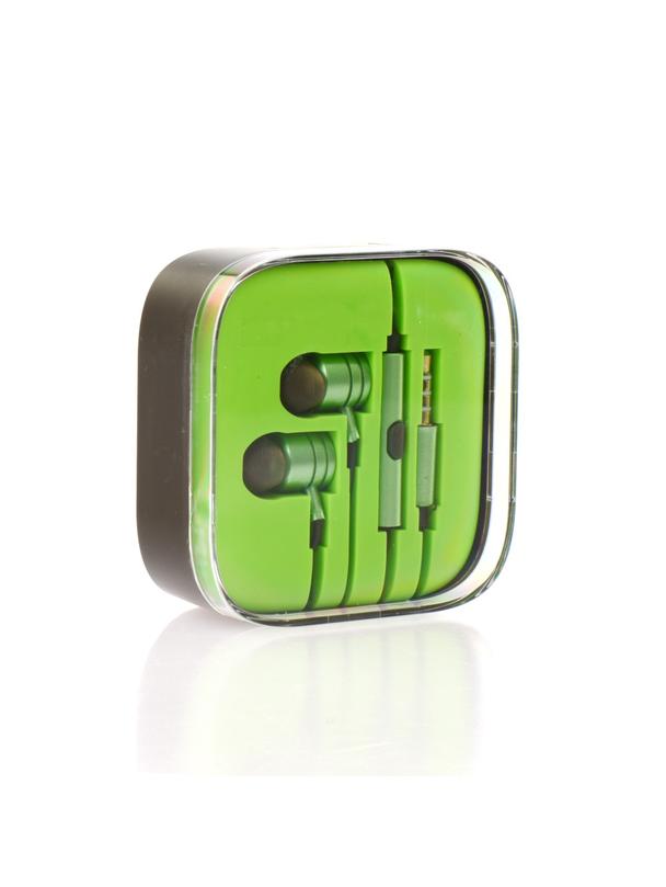 Słuchawki przewodowe Jack 3,5 mm z mikrofonem MI metal box limonka