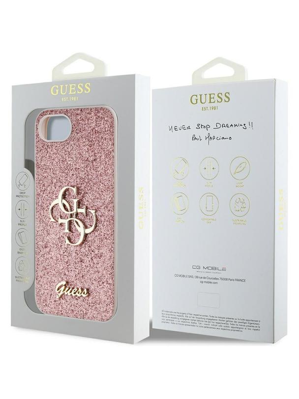 GUESS futerał do IPHONE 16e (SE 4 2025) GUHCPSE4HG4SGP (Fixed Glitter Big 4G) różowy