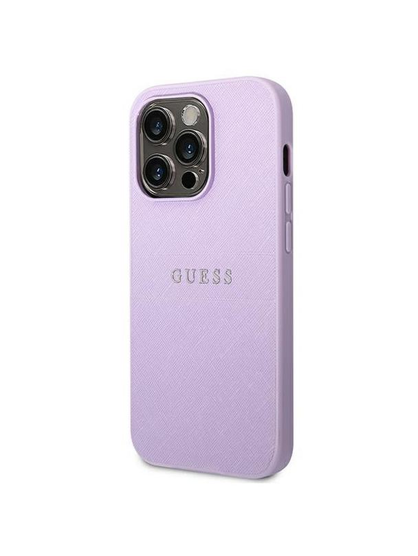 GUESS futerał do IPHONE 14 Pro GUHCP14LPSASBPU (Saffiano With Metal Logo) fioletowy