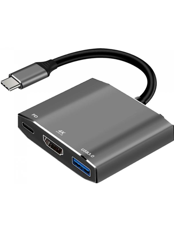 Adapter HUB 3w1 USB C ART OEM-C17 srebrny
