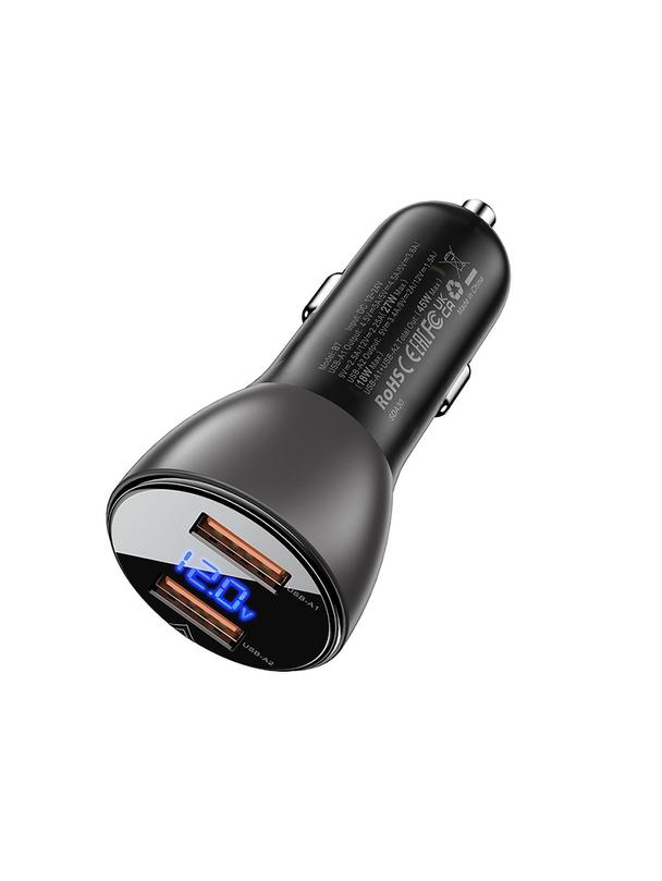 ACEFAST ładowarka samochodowa 2 x USB LCD QC3.0 PD45W B7 metal czarno - transparentna