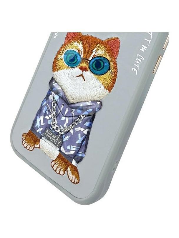 NIMMY futerał GLASSES COOL CAT do IPHONE 15 szary