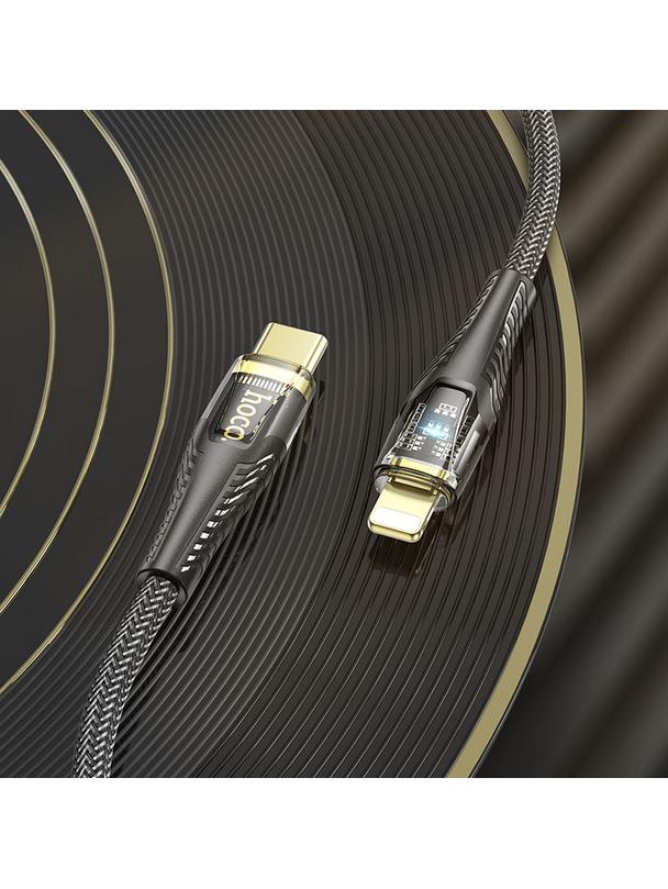 Kabel USB C do Lightning Hoco PD 27W 1,2 m U121 czarny transparentny