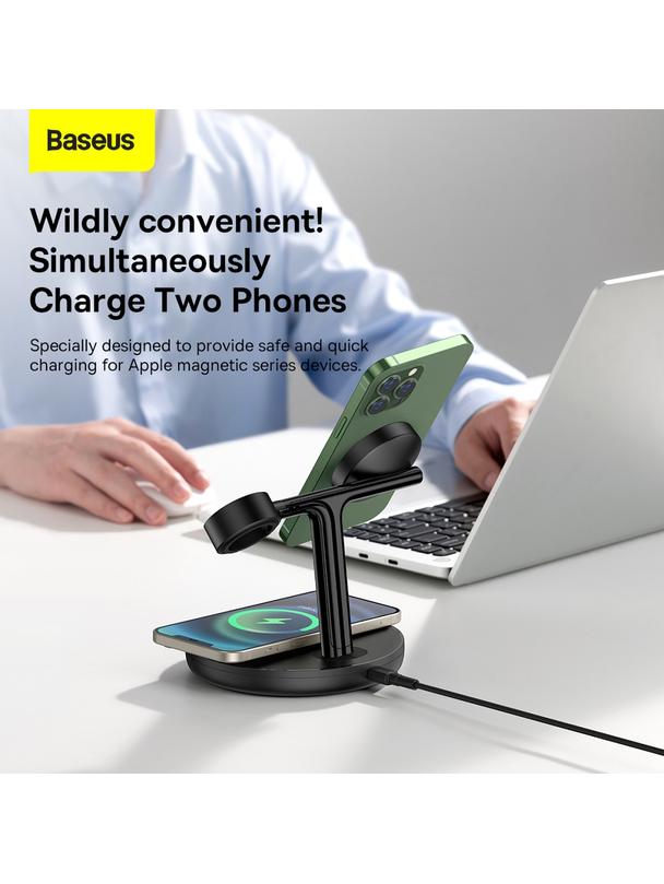 BASEUS ładowarka indukcyjna 3w1 kompatybilna z MagSafe 15W WXTE000101 czarna