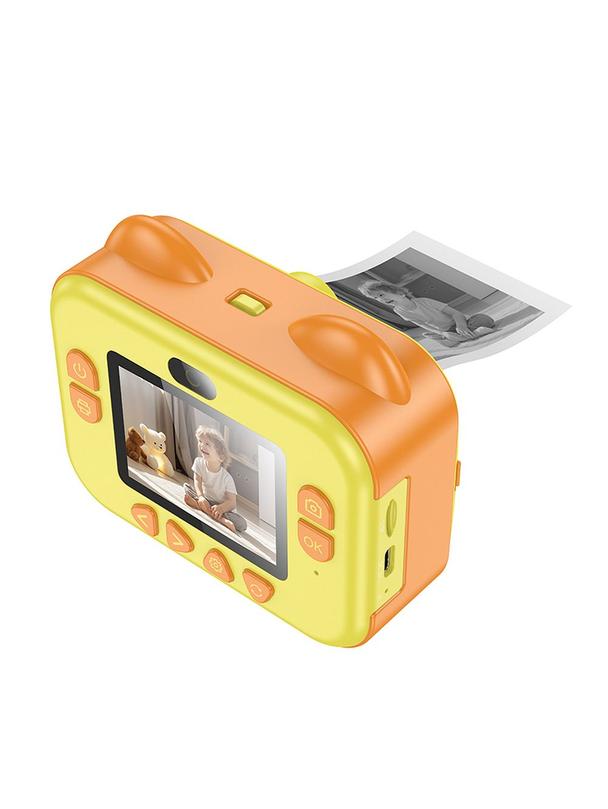 Aparat cyfrowy dla dzieci z drukarką i funkcją selfie Hoco 2,4" DV204 żółty