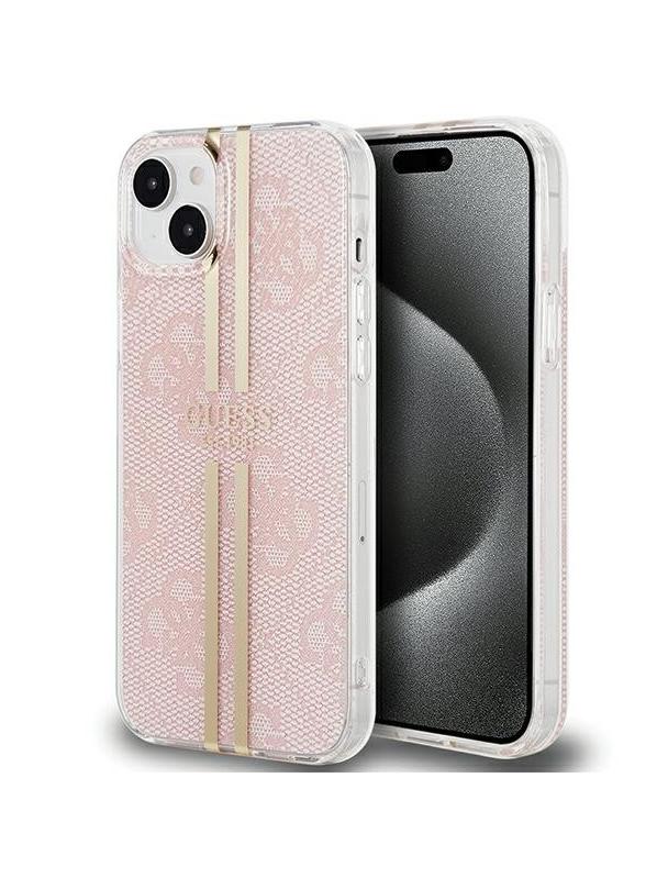GUESS futerał do IPHONE 15 GUHCP15SH4PSEGP (4G Gold Stripe) różowy
