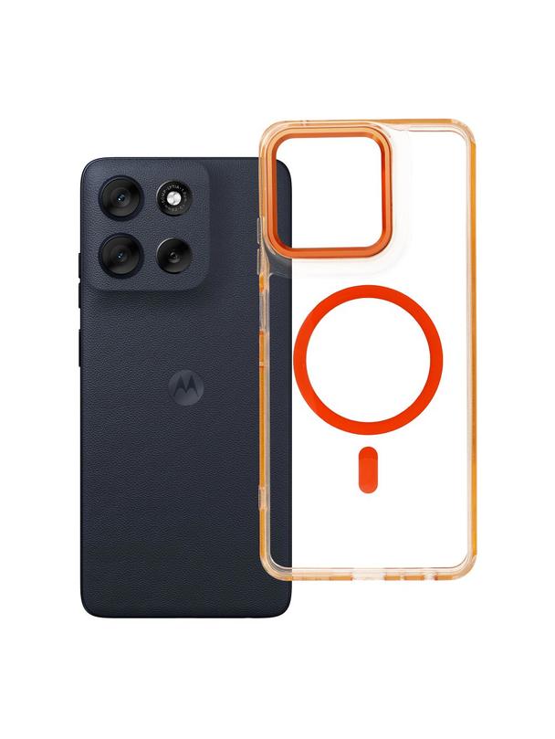 Futerał FRAME CLEAR HYBRID MAG COVER kompatybilny z MagSafe do MOTOROLA G56 pomarańczowy
