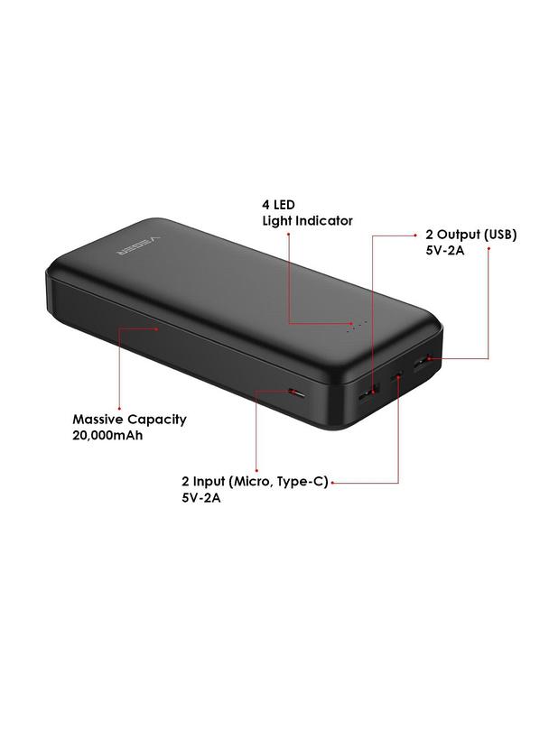 Powerbank Veger A20 (W2015) 2A 20000 mAh czarny EOL