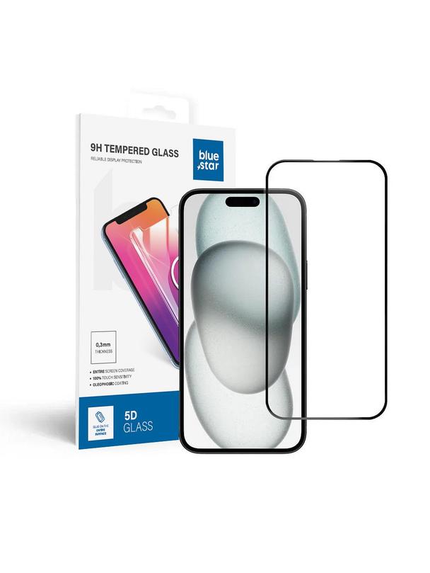 Szkło hartowane do iPhone 15 PLUS /16 PLUS (full glue) Blue Star 5D czarne