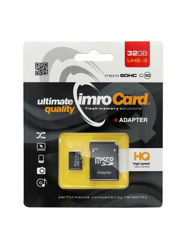 IMRO karta pamięci microSD 32GB 100MB/s class 10 UHS 3 z adapterem SD