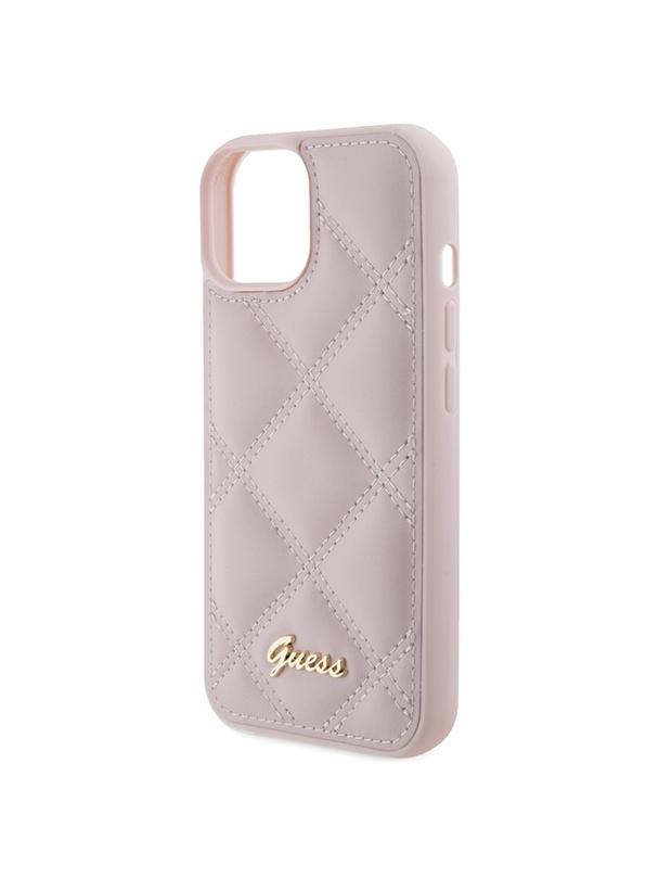 GUESS futerał do IPHONE 13 / 14 / 15 GUHCP15SPSQSQSP (Quilted Metal Logo) różowy