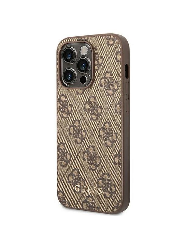 GUESS futerał do IPHONE 14 Pro GUHCP14LG4GFBR (4G Gold Logo) brązowy