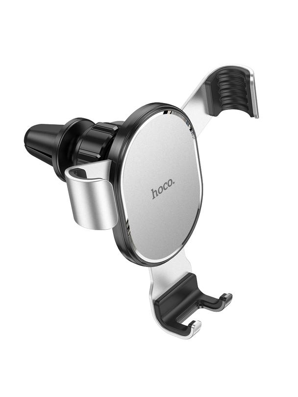 Uchwyt na telefon do samochodu grawitacyjny Hoco do kratki CA56 PLUS metal srebrny