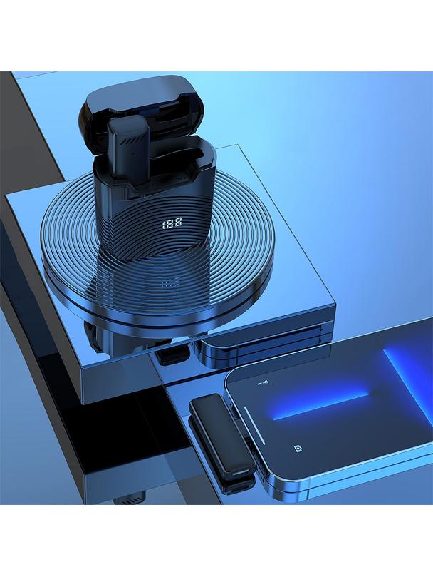 Mikrofon krawatowy bezprzewodowy Typ C z etui ładującym S11 czarny