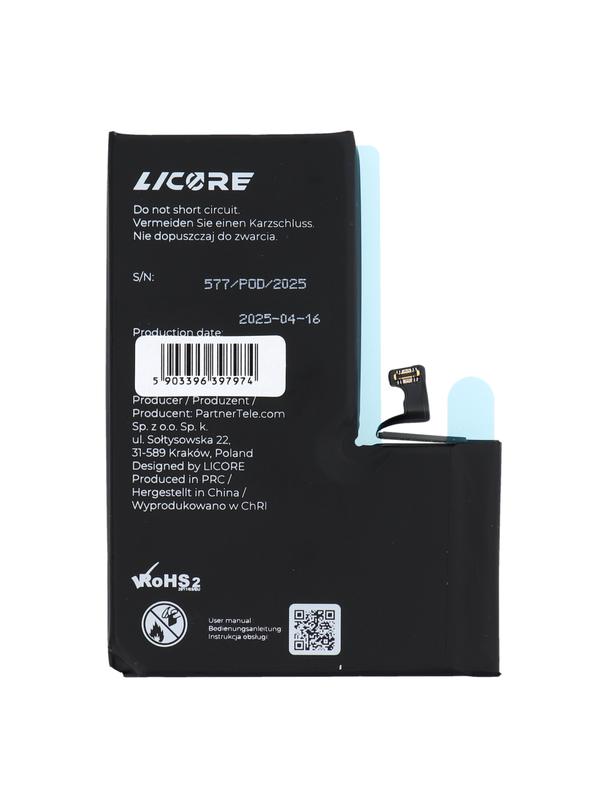 LICORE bateria do IPHONE 15 Pro Max 4422 mAh