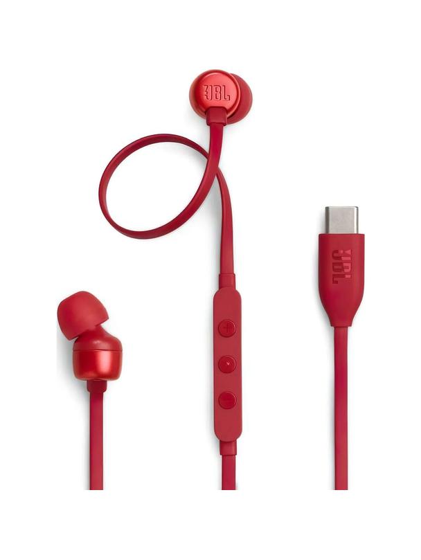 Słuchawki przewodowe douszne USB C JBL Tune 310C czerwone