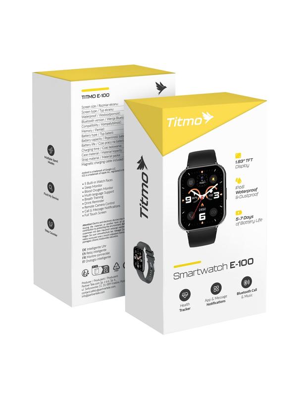 Smartwatch TITMO E-100 (TFT, bluetooth call) czarny 0INT