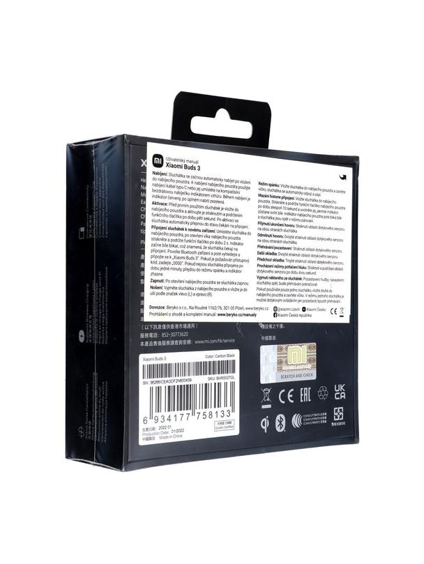 Słuchawki bezprzewodowe douszne Xiaomi Buds 3 czarne